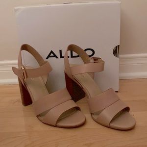 Leather Blush Sandals with Heel